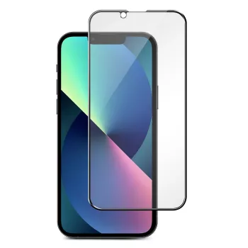 Grūdinto stiklo ekrano apsauga eSTUFF Titan Shield Apple iPhone 13 / 13 Pro / 14 – pilnas padengimas, juodas rėmelis
