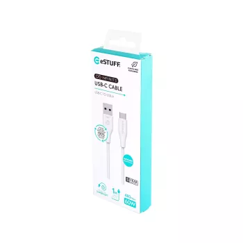 USB laidas eSTUFF ES605170 1 m USB C į USB A USB 2.0 baltas