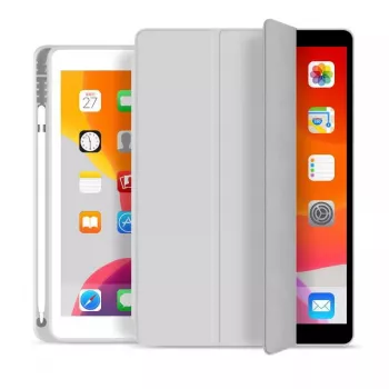 eSTUFF SEATTLE dėklas su pieštukų laikikliu iPad 9.7 2018/2017 - pilka PU oda
