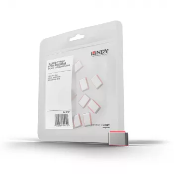 Lindy USB Type C prievadų užraktai (be rakto) – 10 vnt., rožiniai