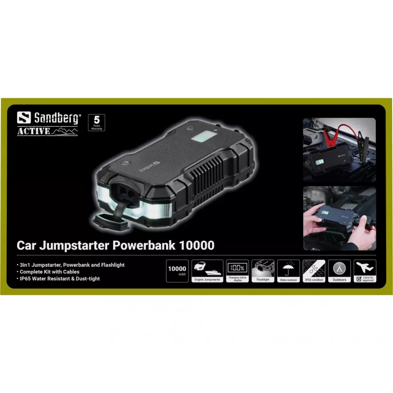 Automobilio užvedimo starteris Sandberg 10000 mAh USB Type-A Type-C juodas