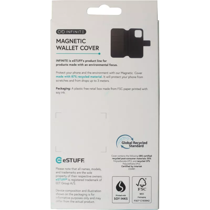Dėklas su pinigine eSTUFF INFINITE MILAN iPhone 16 Pro 6,3 col. Juodas 3 kortelių kišenės