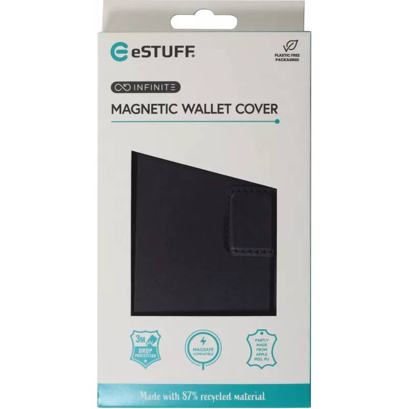 Dėklas su pinigine eSTUFF INFINITE MILAN iPhone 16 Pro 6,3 col. Juodas 3 kortelių kišenės