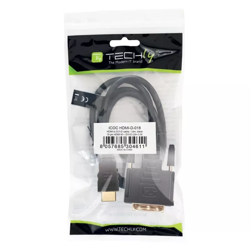 Techly HDMI į DVI-D laidas 1,8 m ICOC HDMI-D-018