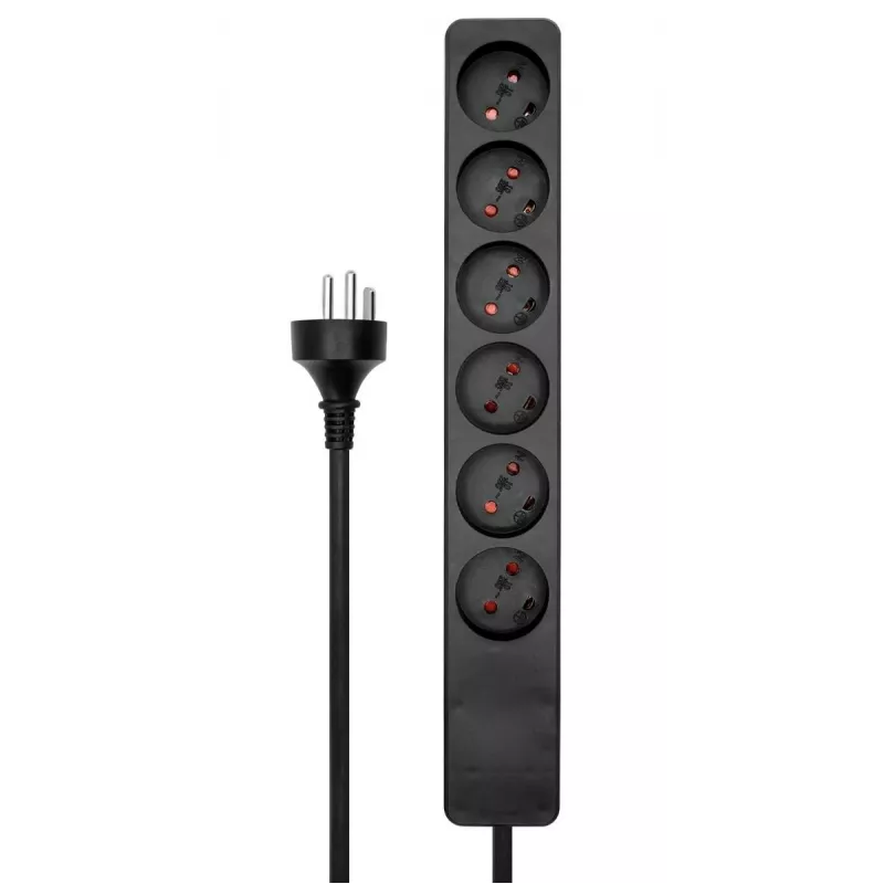 MicroConnect MC-GRU0603DKB ilgintuvas 3 m 6 kištukinių lizdų Juodas