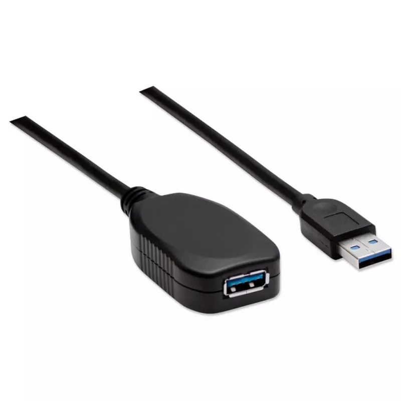 Manhattan USB-A ilginimo laidas, 5 m, aktyvus, USB 3.2 Gen1 (5 Gbps), juodas