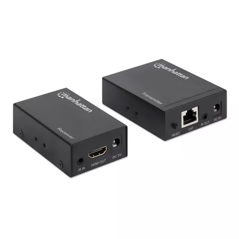 Manhattan HDMI 1080p prailginimo rinkinys per Ethernet, iki 50 m su vienu Cat6 kabeliu, Tx ir Rx moduliai, IR palaikymas, trejų metų garantija