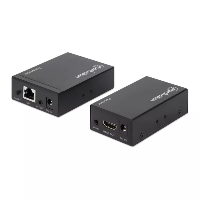Manhattan HDMI 1080p prailginimo rinkinys per Ethernet, iki 50 m su vienu Cat6 kabeliu, Tx ir Rx moduliai, IR palaikymas, trejų metų garantija