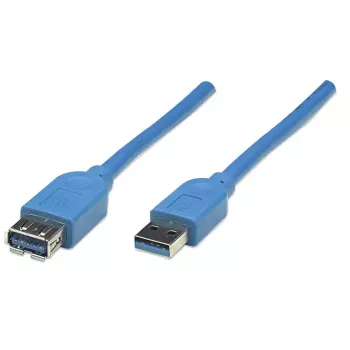 Manhattan USB-A prailginimo laidas 2 m, mėlynas, vyriškas–moteriškas