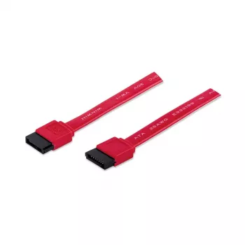 Manhattan SATA duomenų laidas, 7 kontaktų, 50 cm, vyriškas į vyrišką, 6 Gbps, raudonas, garantija visam laikui