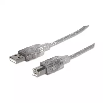 USB-A į USB-B laidas Manhattan 345408 5 m vyriškas į vyrišką sidabrinis