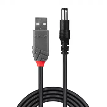 Adapterinis laidas USB A (vyriškas) - DC 5.5/2.1 mm (vyriškas) Lindy 70268