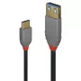 Lindy 0,15 m USB 3.2 C tipo į A adapterio laidas, 10 Gbps, Anthra Line