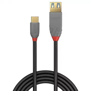 Lindy 0,15 m USB 3.2 C tipo į A adapterio laidas, 10 Gbps, Anthra Line