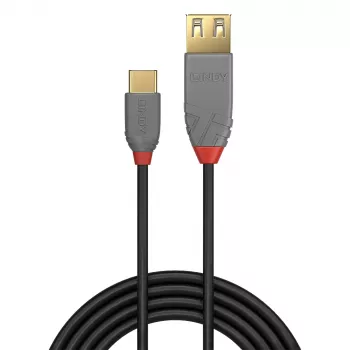 Lindy 0.15m USB 2.0 Type C į A adapterio laidas, Anthra Line