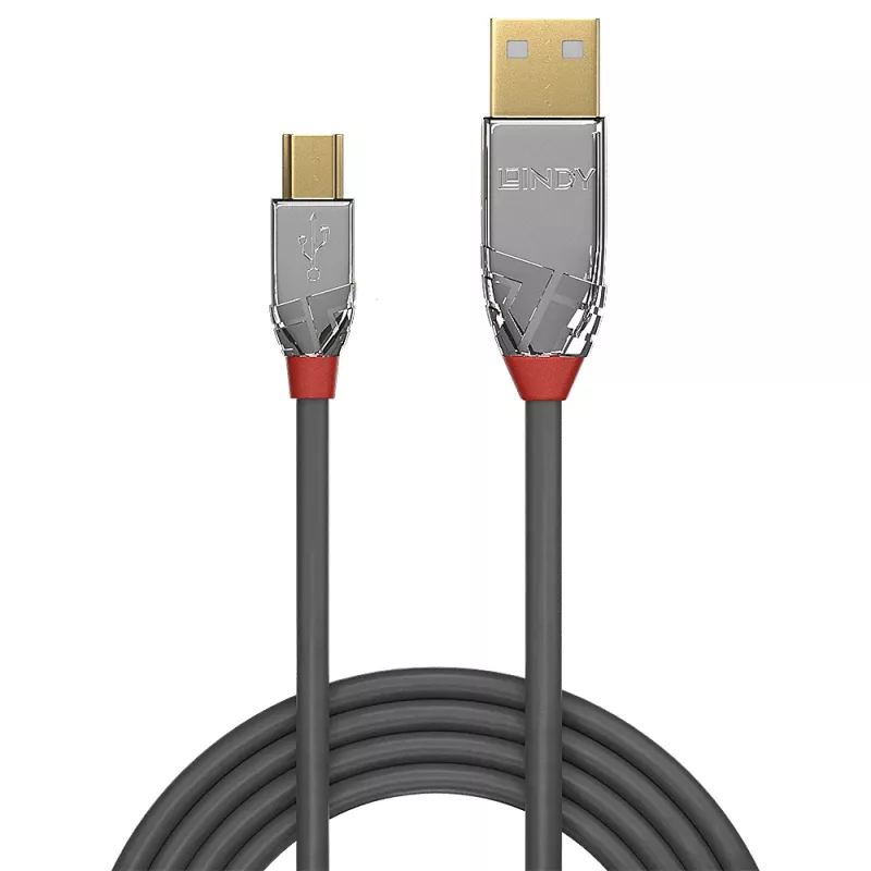 Lindy 7,5 m USB 2.0 A tipo – Mini-B laidas, Cromo Line