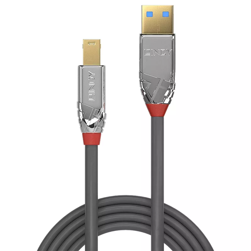 Lindy 0,5 m USB 3.2 A–B laidas, 5 Gbps, Cromo Line