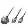 Maitinimo laidas MicroConnect PE090425Y, H05VV-F 2,5 m, 2 x C13 jungtis, 250 V 13 A, juodas