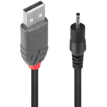Lindy 1,5 m USB į 0,7 mm vidinis / 2,5 mm išorinis nuolatinės srovės kabelis