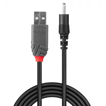 Lindy 1,5 m USB į 0,7 mm vidinis / 2,5 mm išorinis nuolatinės srovės kabelis