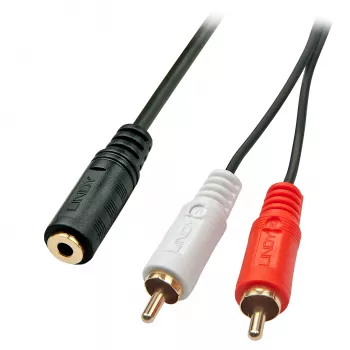 Lindy 0,25 m AV adapterio kabelis - 3,5 mm lizdas į 2 x RCA kištukus