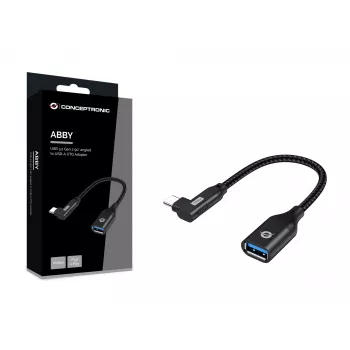 Conceptronic ABBY19B USB 3.2 Gen 2 90° kampuotas USB-C į USB-A OTG adapteris