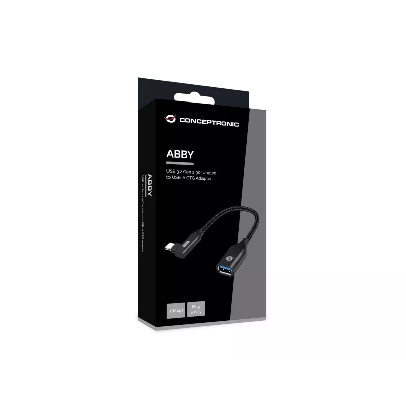 Conceptronic ABBY19B USB 3.2 Gen 2 90° kampuotas USB-C į USB-A OTG adapteris