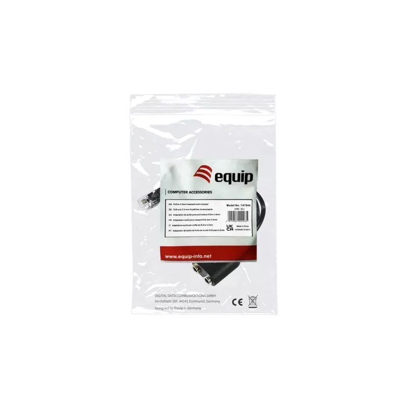 Equip RJ9 į 3.5 mm ausinių garso adapteris, juodas, 0,25 m