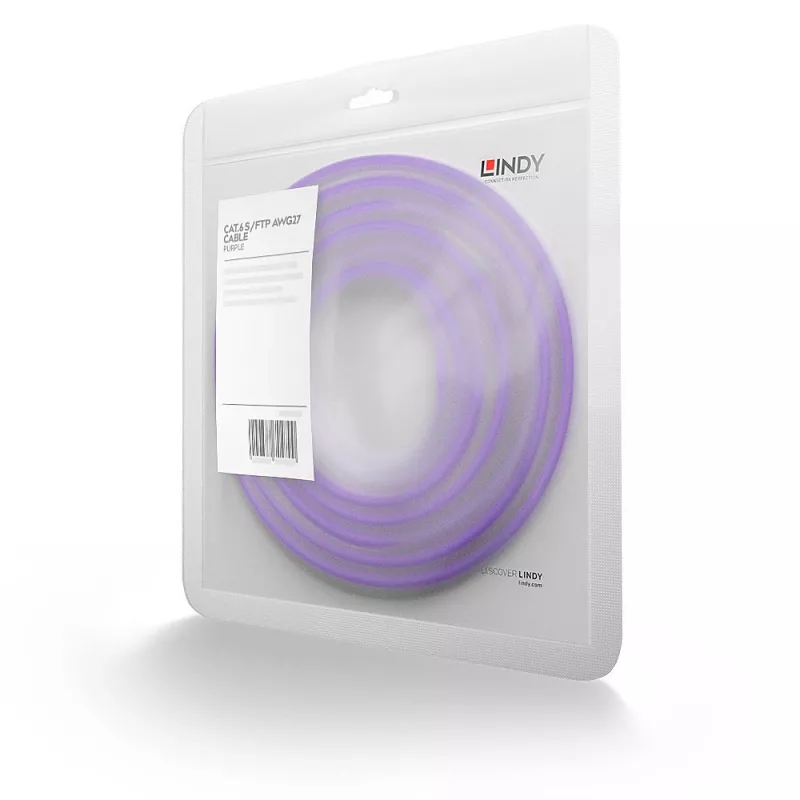 Tinklo laidas Lindy RJ-45 Cat.6 0,5m S/FTP Violetinis