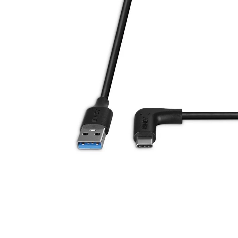Lindy 1 m USB 3.2 Type-A į stačiu kampu USB-C laidas, 10 Gbps