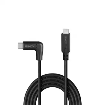 Lindy 0,5 m USB 3.2 tiesus USB-C į 90° kampu lenktą USB-C laidą, 10 Gbps