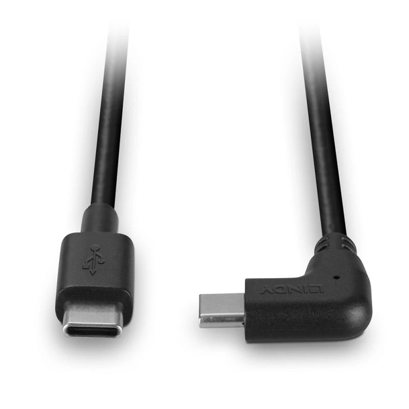 Lindy 1 m USB 2.0 tiesus USB-C į stačiu kampu USB-C laidas
