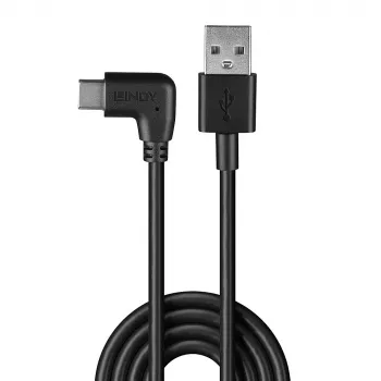 Lindy 1 m USB 2.0 A tipo į dešinės pusės kampu USB-C laidą