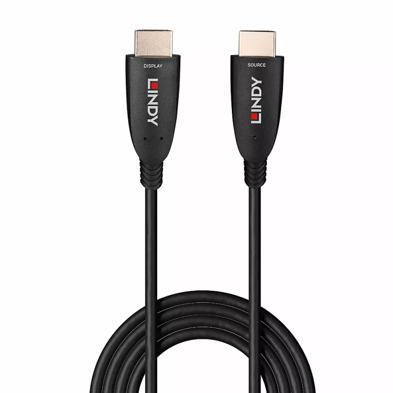 Lindy 100 m hibridinis šviesolaidinis HDMI 8K60 laidas, 48 Gbit/s, juodas