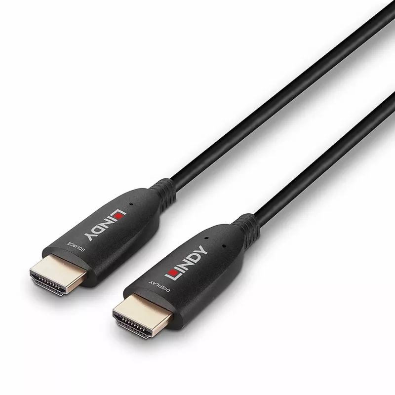 Lindy 100 m hibridinis šviesolaidinis HDMI 8K60 laidas, 48 Gbit/s, juodas