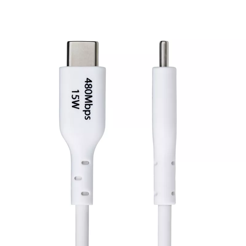 StarTech.com 1m USB-A į USB-C įkrovimo ir sinchronizavimo laidas, 3A, USB 2.0, TPE apvalkalas - baltas