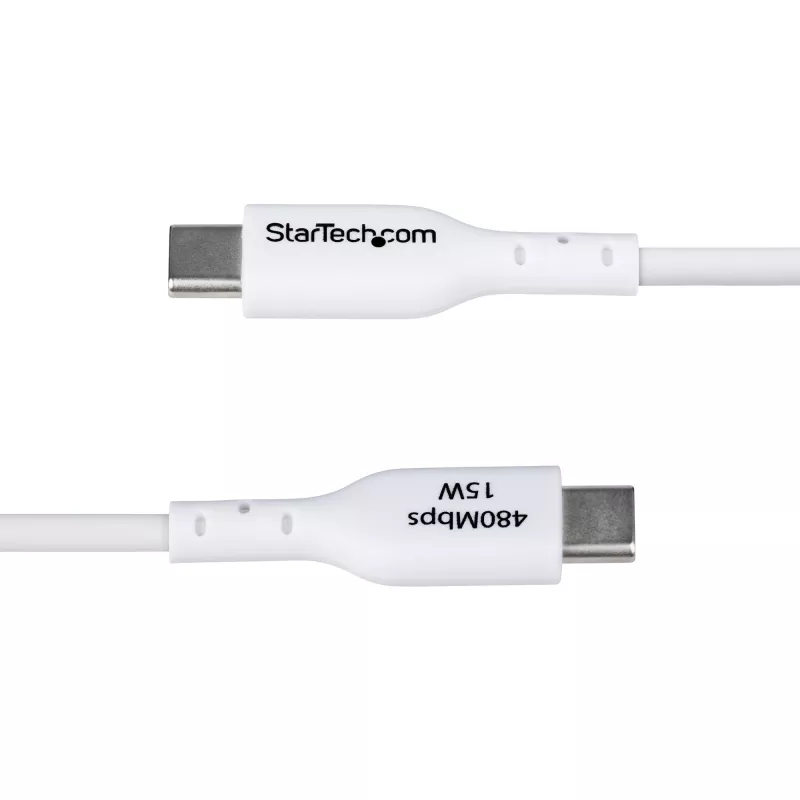 StarTech.com 1m USB-A į USB-C įkrovimo ir sinchronizavimo laidas, 3A, USB 2.0, TPE apvalkalas - baltas