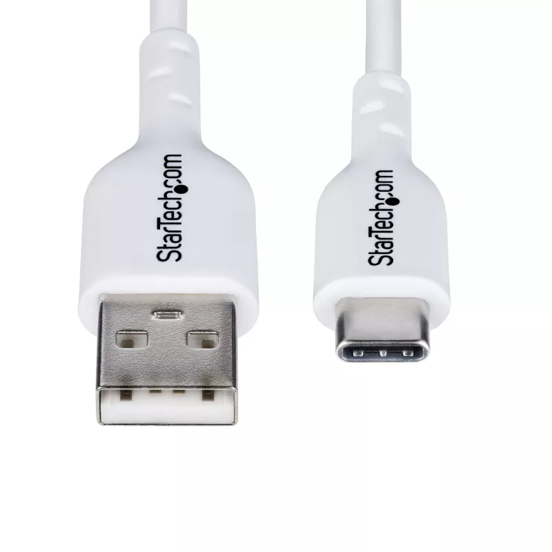 StarTech.com 1m USB-A į USB-C įkrovimo ir sinchronizavimo laidas, 3A, USB 2.0, TPE apvalkalas - baltas