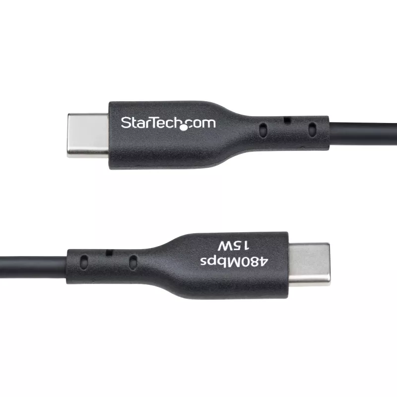 StarTech.com 1 m USB-A į USB-C įkrovimo ir sinchronizavimo laidas, 3A, USB 2.0, TPE apvalkalas - juoda