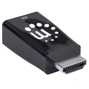 Manhattan HDMI į VGA keitiklis su garsu, 1080p, kištukas į lizdą, Micro-USB papildomam maitinimui, juodas, 3 metų garantija
