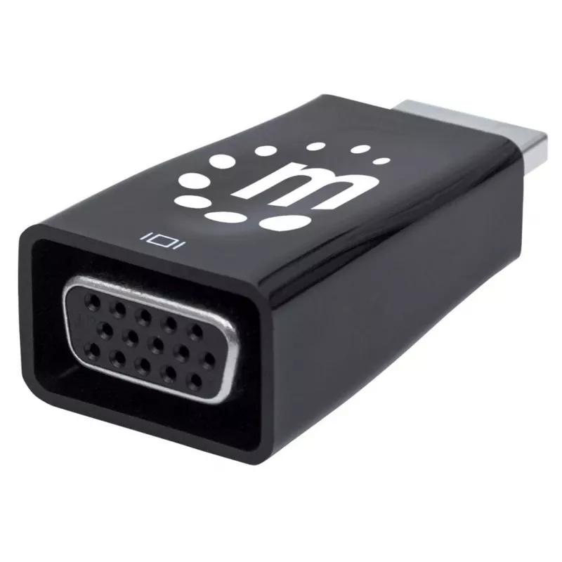 Manhattan HDMI į VGA keitiklis su garsu, 1080p, kištukas į lizdą, Micro-USB papildomam maitinimui, juodas, 3 metų garantija