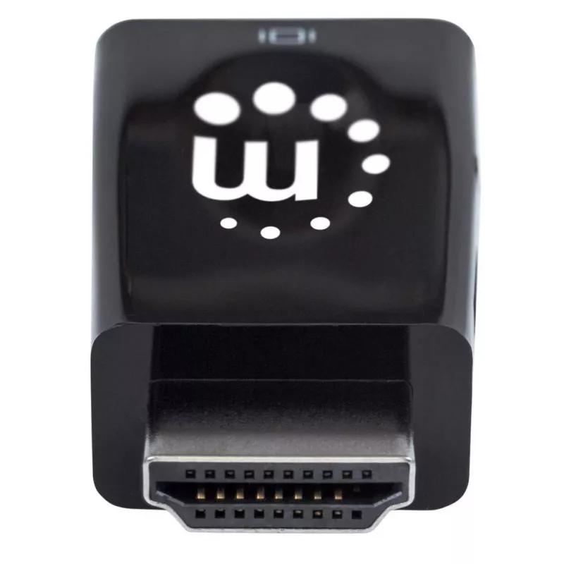 Manhattan HDMI į VGA keitiklis su garsu, 1080p, kištukas į lizdą, Micro-USB papildomam maitinimui, juodas, 3 metų garantija
