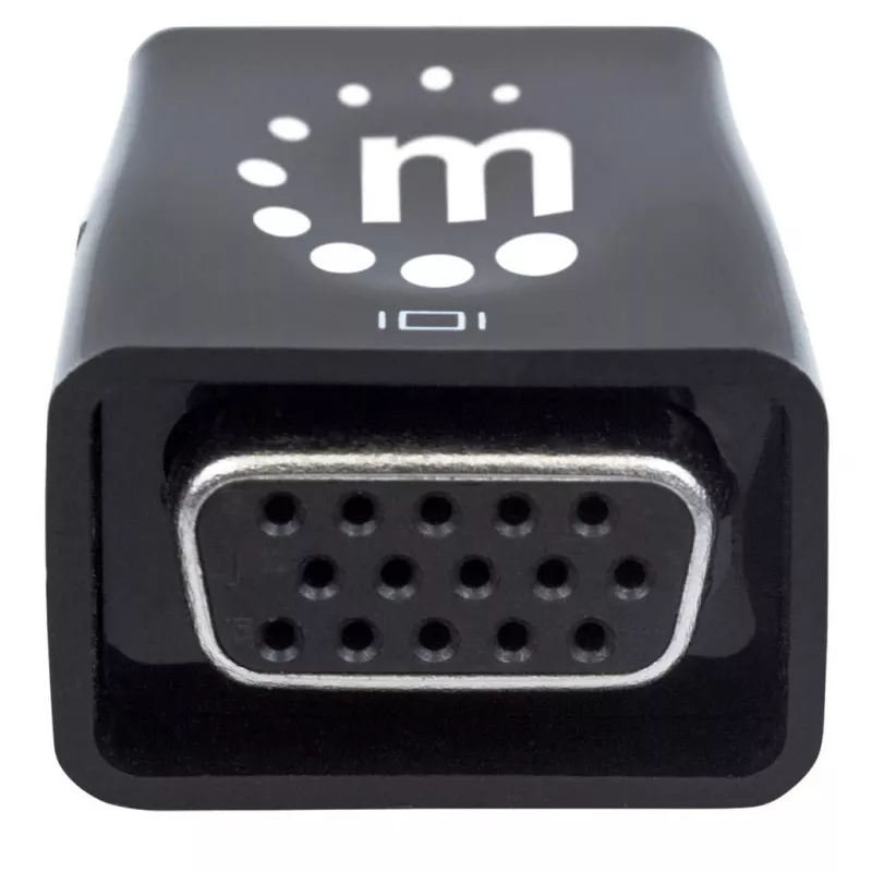 Manhattan HDMI į VGA keitiklis su garsu, 1080p, kištukas į lizdą, Micro-USB papildomam maitinimui, juodas, 3 metų garantija