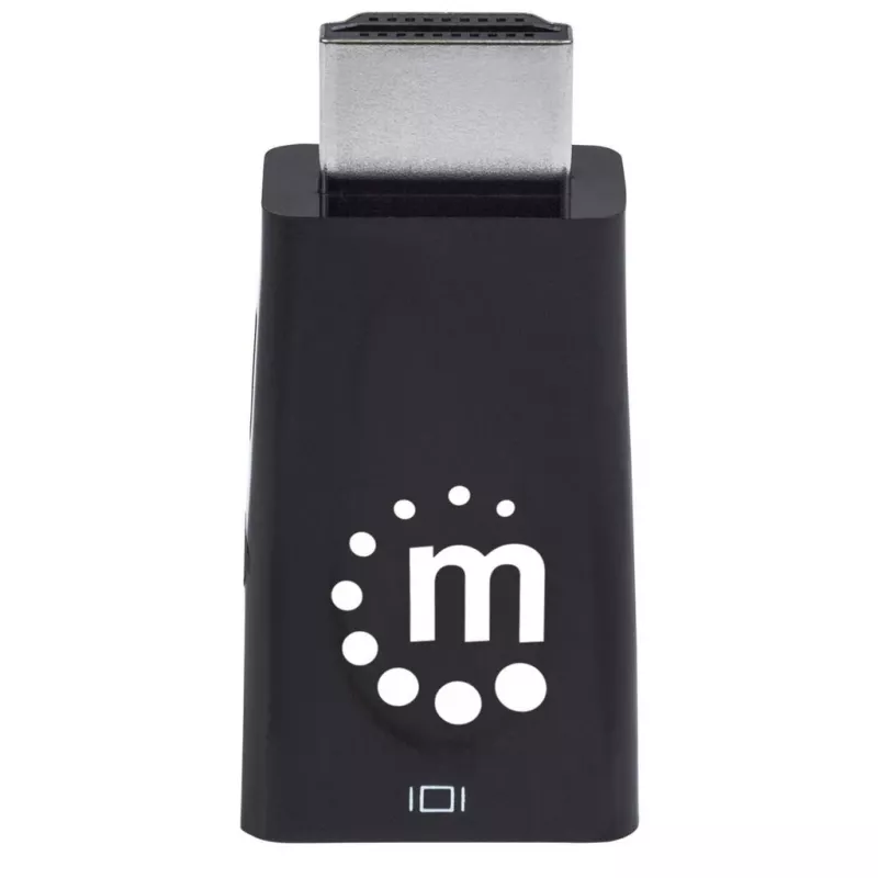 Manhattan HDMI į VGA keitiklis su garsu, 1080p, kištukas į lizdą, Micro-USB papildomam maitinimui, juodas, 3 metų garantija