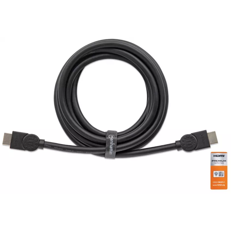 HDMI kabelis su Ethernet Manhattan HDMM1MP 1 m Vyriškas-Vyriškas Juodas