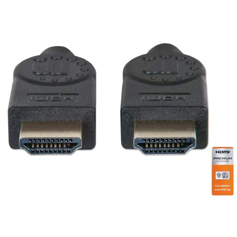 HDMI kabelis su Ethernet Manhattan HDMM1MP 1 m Vyriškas-Vyriškas Juodas