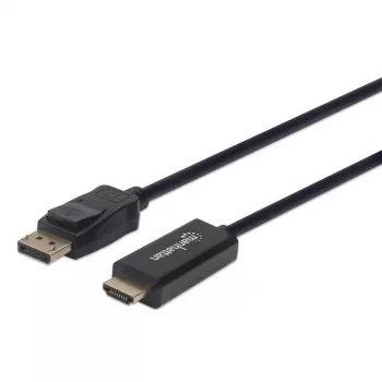Manhattan 152662 DisplayPort 1.1 į HDMI laidas, 1080p@60Hz, 1m, Kištukas-Kištukas, DP su užraktu, Juodas, Ne dvikryptis, Trejų metų garantija