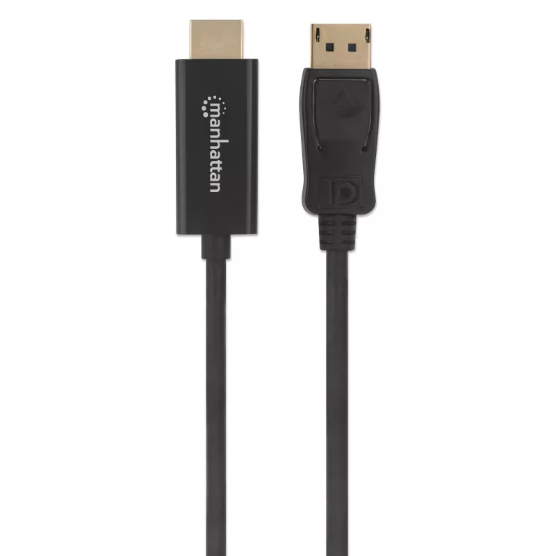 Manhattan DisplayPort 1.1 į HDMI laidas, 1080p@60Hz, 1,8 m, Kištukas-Kištukas, DP su fiksatoriumi, Juodas, Ne dvipusis, Trejų metų garantija