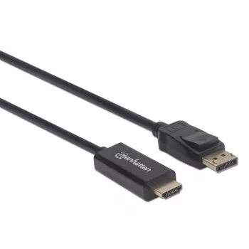 Manhattan DisplayPort 1.2 į HDMI laidas, 4K@60Hz, 1,8 m, Kištukas-kištukas, DP su fiksatoriumi, Juodas, Ne abipusis, Trejų metų garantija