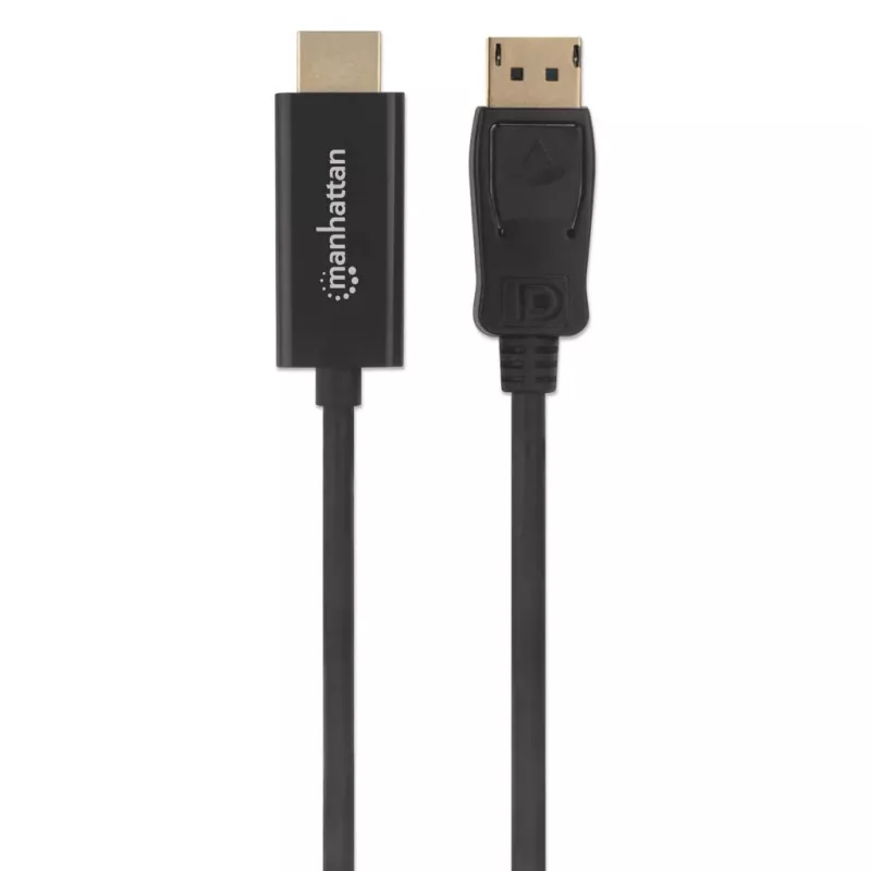 Manhattan DisplayPort 1.2 į HDMI laidas, 4K@60Hz, 1,8 m, Kištukas-kištukas, DP su fiksatoriumi, Juodas, Ne abipusis, Trejų metų garantija